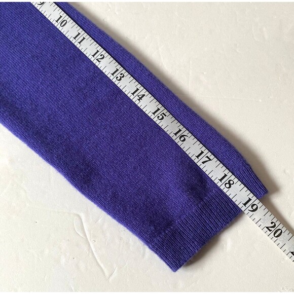 Talbots Pure Cashmere Sweater Womens Size Small Dark Periwinkle 3/4 Sleeves - Picture 9 of 10